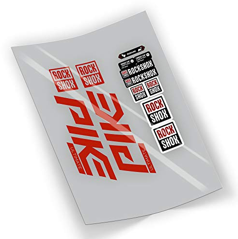 FA224 Adesivi Forcella Rock Shox Pike Ultimate 2021 Autocollant Stickers (Rosso)