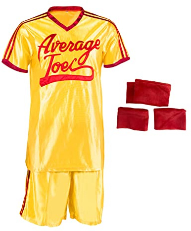 Joe's Yellow Sports Dodgeball Trikot und Shorts mit Handband und Armbändern für Erwachsene, durchschnittliche Turnhalle, Halloween-Kostüm-Sets