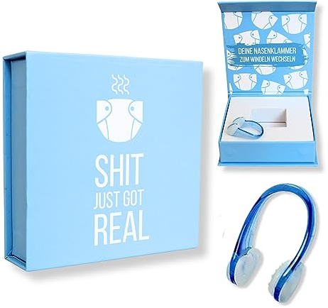 LILEJO Nasenklammer zum Windeln wechseln - werdender Papa Geschenk für Babyparty, Gender Reveal und Babypinkeln - lustiges Babygeschenk für werdende Väter und Mütter zur Geburt