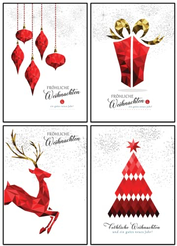 40 x recycelte weihnachtskarten mit umschlag set - modernem Design