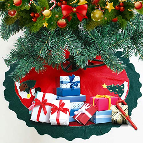Uten Jupe de Sapin de Noël 90cm - Décoration Base d'Arbre, Ornement Maison Fête, Tapis Tablier Rouge Couvre Pied de Sapin