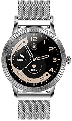 DCU TECNOLOGIC | Smartwatch Jewel | Reloj Inteligente | Ultra Ligero y Delgado en aleación de Zinc | Pantalla táctil de 1,08 | IPS Alta definición | Color Plata