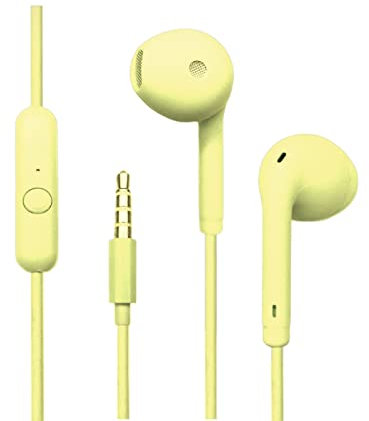 Macaron Color Ear Buds Wired | Corded Ear Bud in Ear Headphone, Fits Phones/Laptops/Computers with 3.5mm Jack - Clear Sound & Button Control Wired Ear Buds, Blue, White, Yellow, Green A/a