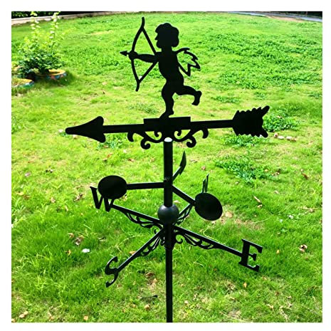 BOCbco Wetterfahne Für Garten Mit Bodeneinsteckstange, Wetterfahne Für Hof Groß, Wetterfahne Aus Schmiedeeisen, Für Hof, Rasen, Garage, Kuppel, Scheune Oder Pavillon Dekoration – Amor/Hexe/Elch/Cupid