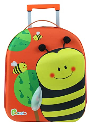 Bayer Chic 2000 - Bouncie Kinder-Trolley mit 3D-Bienen-Motiv, Kinderkoffer, Kindergepäck, orange