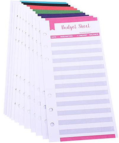 Gadpiparty 20 Blatt Budgetkarte Budget-Geldbörse sinkende Geldumschläge Beutel Bindemittel Helfer zur Kostenerfassung Budgetpapier für geschäftliche Zwecke Gerades Korn Klebstoff übertreffen