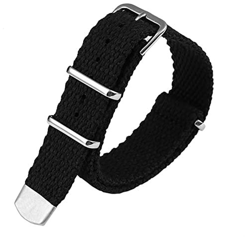 SKM Sport-Leinenuhr mit NATO Herren-Armband-Zubeh?r für R-Olex Water Ghost Seiko No. 5 Nylon-Armband 20 mm 22 mm (Farbe: Schwarz, Gr??e: 20 mm)