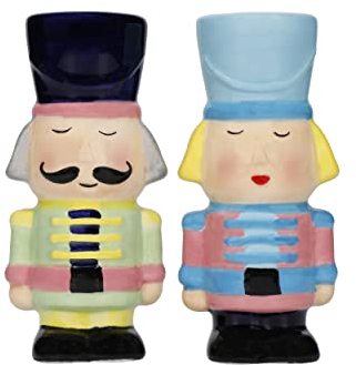 KitchenCraft Nutcracker Collection Ceramic Salt and Pepper Set, 2 Pieces, Gift Boxed, Mixed