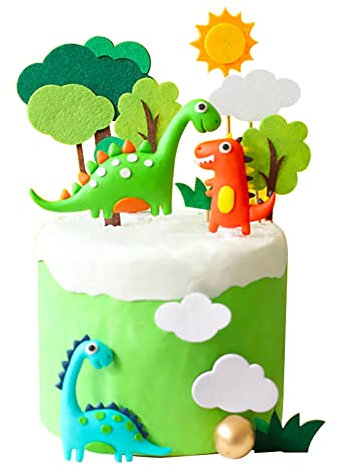 Gyufise Lot de 12 décorations de gâteaux sur le thème de la forêt, arbre, soleil, nuage, dinosaure, safari, dinosaure, fête prénatale, fête d'anniversaire