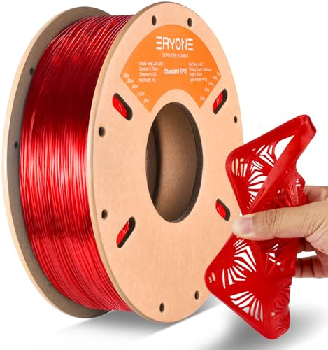 ERYONE TPU Filament 1.75mm, 3D Printer Filament,Flexible 95A TPU, +/-0.03mm, 1kg 1 Spool(2.2 LBS), Transparent red