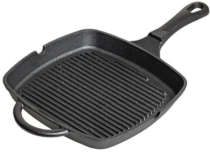 Blackwell Grillpfanne | 23 cm | Gusseisen | Schwarz | Quadratisch | für alle Herdarten, einschließlich Induktion, Grill und Backofen