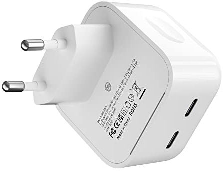 D.Square- Cargador Rápida USB Doble PD 35w Tipo C Blanco, 2 Puertos, Compatible con iPhone 13 Pro 12 12 Mini Pro MAX Se 3 X iPad Pro Air Galaxy S22 S21 S20 Xiaomi Mi11 Redmi Note 11