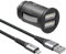 goobay 64804 Dual USB Port Auto Ladegerät USB Zigarettenanzünder Adapter 12V / 24V Kfz Mini USB Adapter Auto Ladestecker USB A Car Charger 15,5W inkl. 1m Lightning Kabel, Schwarz