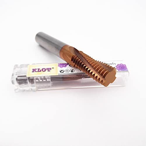 KLOT AlTiN Coated Solide Carbide Pipe Thread Milling Cutter BSP/BSPT/NPT/NPTF 1/16 1/8 1/4 3/8 1/2 1 Threading Mill (NPTF1/8-27)