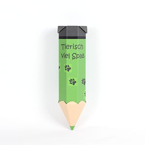 Seefalke - Geschwisterschultüte mit besonderen Design - 40 cm - in Form eines Stiftes - Geschenkverpackung für Enkel, Nichten und Neffen und Co. - Motiv Grün mit Tatzen