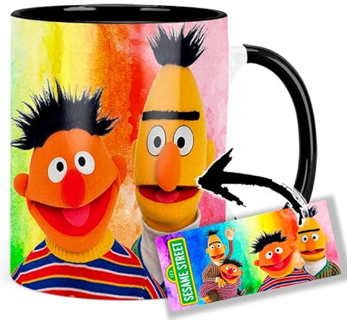 Sesame Street Bert And Ernie Tasse Innen & Henkel Schwarz Keramikbecher Mug