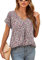 Yommay Damen Bluse Sommer Elegant V-Ausschnitt Tunika Shirt Oberteil Flowy Kurze Ärmel Chiffon Tops,Tie Dye Pink,L