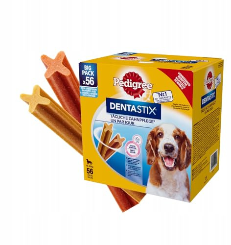 Pedigree Dentastix Snack per la Igiene Orale, Cane Medio 10-25 kg Confezione Scorta, 56 Bastoncini - 1440 gr
