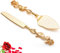 Mezchi Ensemble couteau à gâteau et pelle à gâteau de mariage, ensemble de découpe de gâteaux en or vintage pour anniversaire, fête, anniversaire de mariage, tarte, pizza