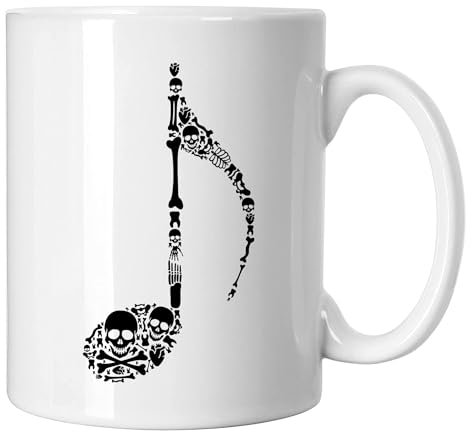 GP-Tees Death Music Note Novelty Music Ceramic Mugs for Men, Women, Home & Work