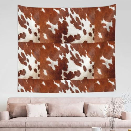 GRatka Wandteppich, Kuhfell-Wandteppich, langlebige Wanddekoration, Wandteppich für Wohnzimmer, Schlafzimmer, 152 x 130 cm