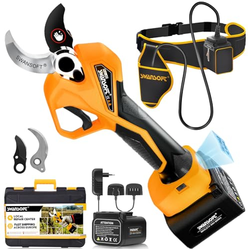 [Modèle Phare Tout-en-Un] SWANSOFT PRU40 Secateur Electrique Professionnel, 40mm 21V 1050W 4Ahx2 Sécateur Électrique Sans Fil Avec Batterie Secateur Electrique sans Fil pour Jardinage