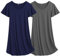 Ekouaer Camicia da Notte da Donna Floreale in Due Pezzi Indumenti da Notte a Maniche Corte Abito da Notte Estivo da 2 Blu Navy + Grigio L