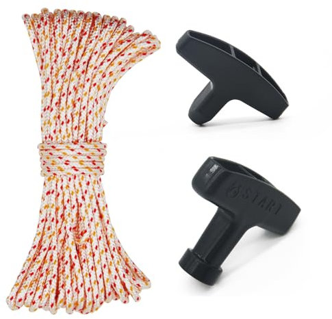 Multisland Corda di avviamento a strappo in nylon, 10 metri, con maniglia di avviamento, per artigiani, Husqvarna, STIHL, tosaerba, motosega, tagliabordi, decespugliatore, parti del motore, 3 mm