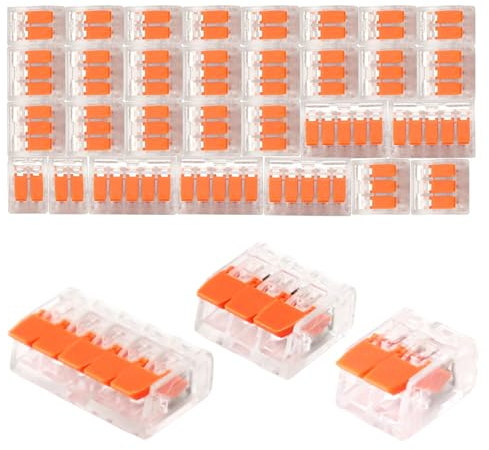 Bzzerumy Set di 40 Morsetti per Cavi Elettrici - Connettori a 2, 3 e 5 Poli per Installazione Elettrica e Lampadine