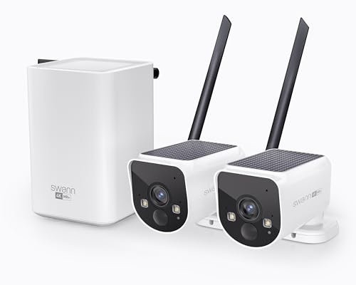 Swann MaxRanger4K Wireless NVR Security System, 2-Cam Kit with Solar Panels, Longest Range Wi-Fi, Person/Vehicle Detection, Colour Night Vision, Local Storage, No Monthly Fee, MR4KSD2