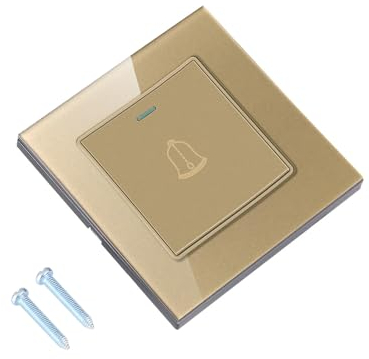 Klingeltaster, Türklingel Schalter Klingelknopf Außen Druckknopf Türklingel Schalter Türklingelschalter mit Schrauben 220~250V Klingeltaster aufputz Außen Home (Gold)