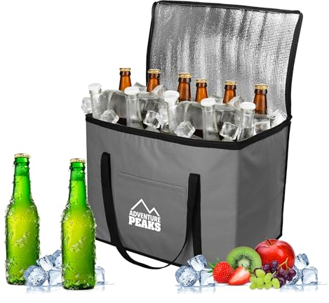ADVENTURE PEAKS Insulated Cooler Bag – 60L Cool Bag W/Shoulder Strap, Carry Handles, Front Pocket & Secure Zipper Design – Ideal for Keeping Food and Drinks Cool During Picnics and Outdoor Events