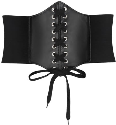 AIDUCHO Schwarzes Korsett Damen, Elastische Breiter Gürtel Damen, Black Corset Piratenkostüm Damen Piraten Korsett für Valentinstag Partys M