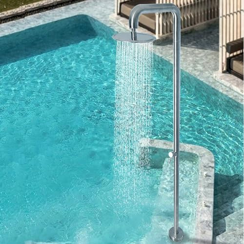 Colonne de douche extérieure autoportante, douche à effet pluie en acier inoxydable for piscine avec pommeau de douche réglable de 250 mm, accessoires de douche de jardin for jardin, bord de piscine(A
