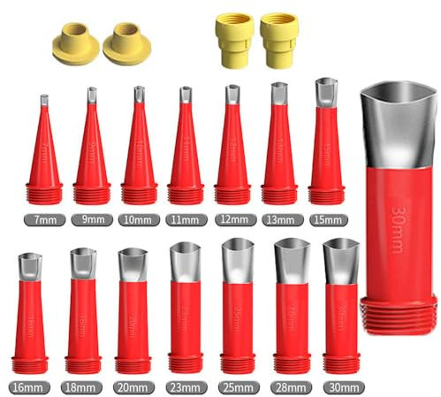 Coogime Stück Silikon Edelstahl Düsen, 18 Stück Universal Integrierte Gummidüse Werkzeug Kit, Kartuschenspitzen Edelstahldüsen Silikonspitzen Dichtungsfinisher Einteiliger, Dichtungsfinisher (Rotgelb)