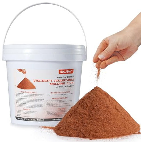 holama Premium Ultra-Fine 400 Mesh Oil-Free Casting Sand for Metal Jewelry Crafting - Exceptional Foundry Sand for Detailed Replicas in Silver, Copper, Bronze, and More - Reusable Molding Clay (5LBS)