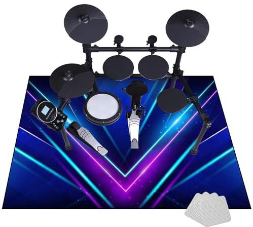 160 x 140 cm Schlagzeugteppich Drum Teppich - Rutschfeste Trommel Teppiche - Professionelles rechteckiges Elektronisches Jazz Schlagzeug Kit für Bass Drum Snare Drum und andere Instrumente Teppich
