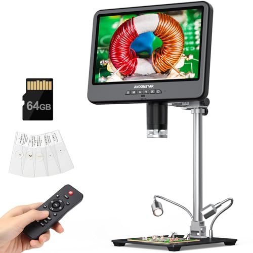 Andonstar 4K 30FPS Digitales mikroskop mit 10,1-Zoll, 3840P UHD Video & Audio, Pro Schwenkarm-Ständer für Lötarbeiten, Elektronikreparaturen und Münzbetrachtung – AD208S-Pro HDMI-Elektronenmikroskop