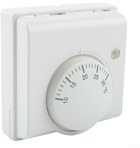 Oniissy Thermostat-Temperaturschalter, L83 x H83 x T31 mm, 2 Drähte, für Hotel, Restaurant, Raumthermostat Bodenheizung, Oberfläche/montiert mit An-/Aus-Schalter, Regler