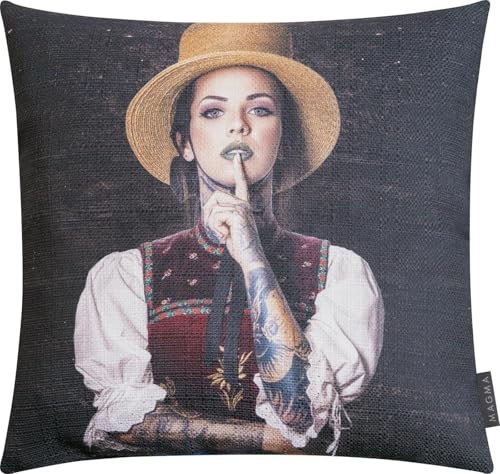 MAGMA Kissenhülle Artwood Digitaldruck Verschiedene Motive Schwarzwald (1, Strohzylinder, 45 x 45 cm)