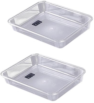 Mikinona Bandeja Plástica Transparente Acrílica Rectangulares Pesadas para Eventos 2 Unidades