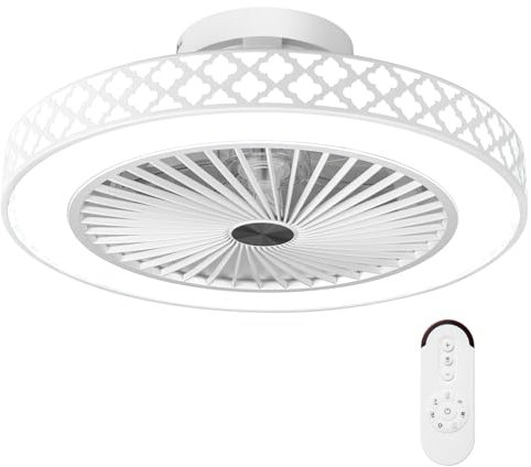 COSTWAY Ventilador de Techo con Luz LED, Ventilador Eléctrico con LED Regulable de 3000-6500K, Control Remoto, 6 Velocidades y 4H Temporizador, Moderno Reversible para Dormitorio, Salon