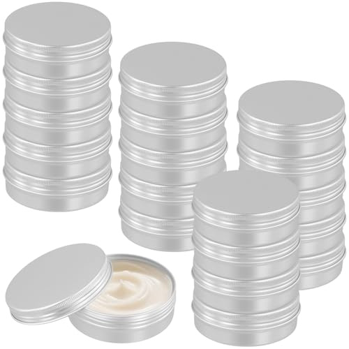 FUNSUEI 20Pcs 100ml Aluminium Round Storage Tins, Screw Top Silver Metal Containers with Lids for Makeup DIY Crafts Candle Making