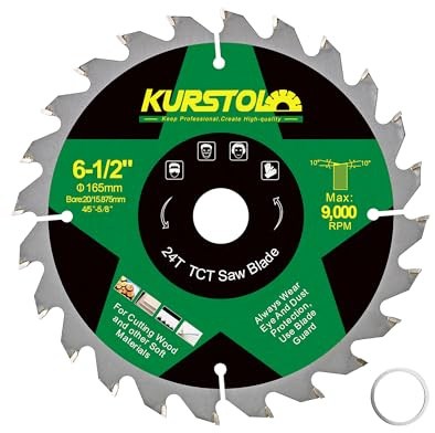 KURSTOL Lame Scie Circulaire Bois 165 x 20mm - 24 dents Disques Carbure pour Bois, Plastique, Contreplaqué, Panneaux de Particules, Panneaux Multicouches
