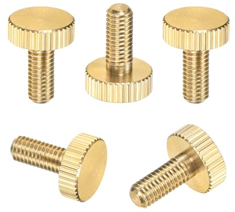M METERXITY 5-Pack Knurled Thumb Screws M5x12mm Solid Brass Flat Head