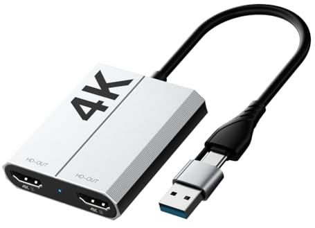 Wzxksoac USB3.0 Type-C to Dual -Compatible Cable Extender Dual Screen Different Display Same Display HD Video 4K/60HZ