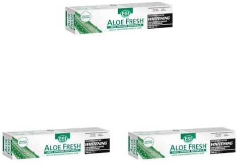 ESI - Aloe Fresh Whitening Zahnpasta mit Aloe Vera, Meeresalgen und Bambuskohle, trägt dazu bei, weiße und strahlende Zähne zu erhalten, ohne den Nagellack anzugreifen, ohne Fluorid und Saccharin, 100