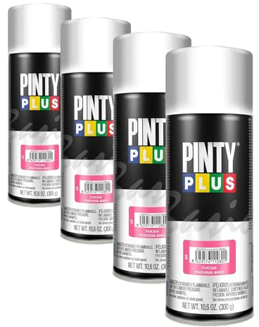 PINTY PLUS Pintura en spray BASIC 520cc Fucsia 4003 (Paquete de 4)