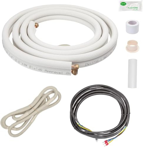 Tuyau de Cuivre Tube en Cuivre pour Climatiseur 1/4 & 3/8 Pièce de Climatisation Split 4M avec un Bobine Isolante Câble HVAC Canalisations Costumes ou Complets