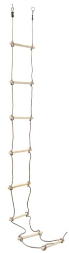 GeenYuu Kinder-Strickleiter 290 cm aus massivem Kiefernholz mit 8 Sprossen und PE-Seil, belastbar bis 50 kg, für Indoor und Outdoor, geeignet für Kinder von 3 bis 12 Jahren